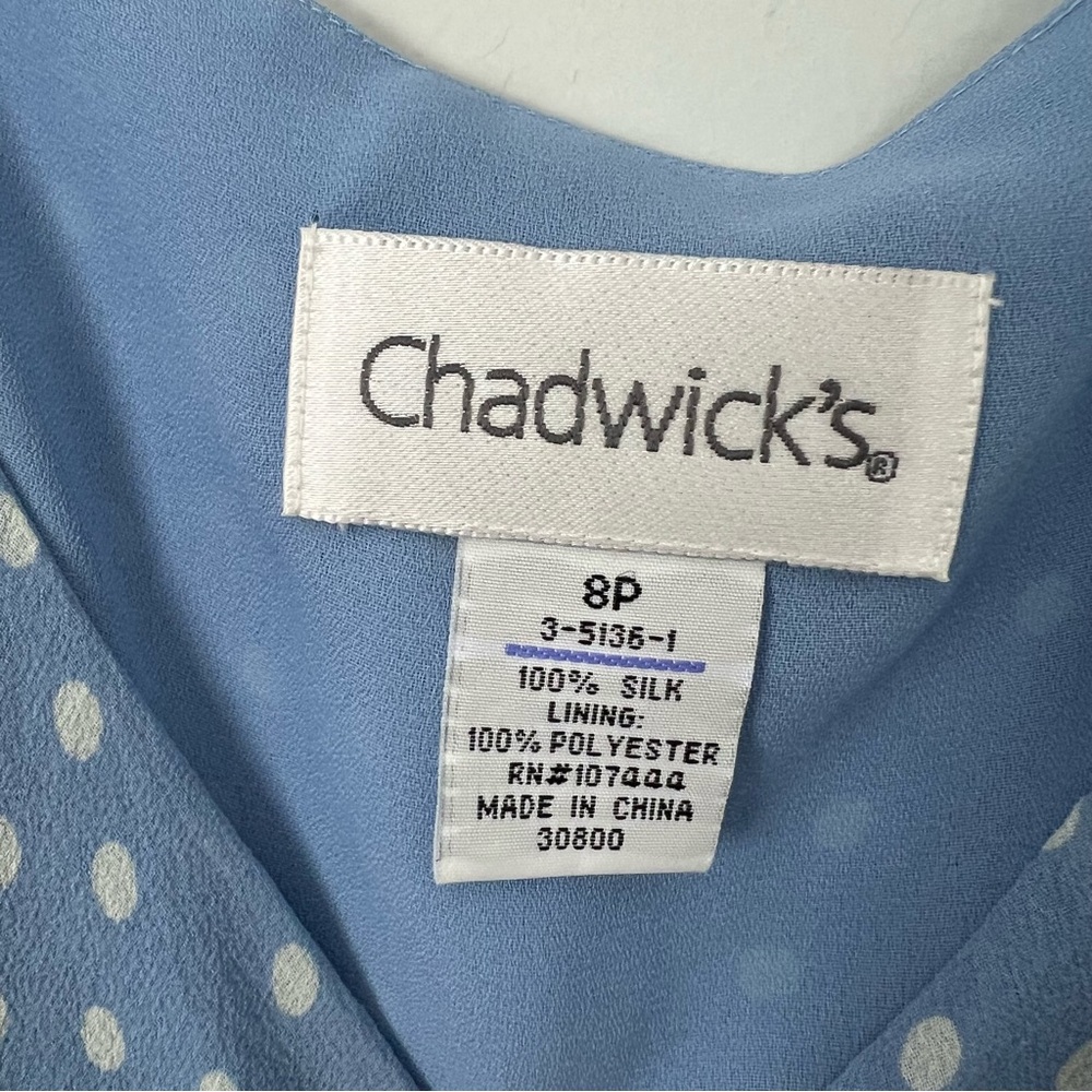 Chadwicks Vintage 100% Silk Polka Dot Midi Dress Petite - Picture 4 of 7